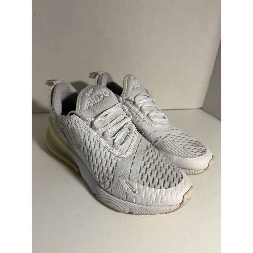 Nike Air Max 270 GS 5Y White Metallic Silver Sneakers 943345-103